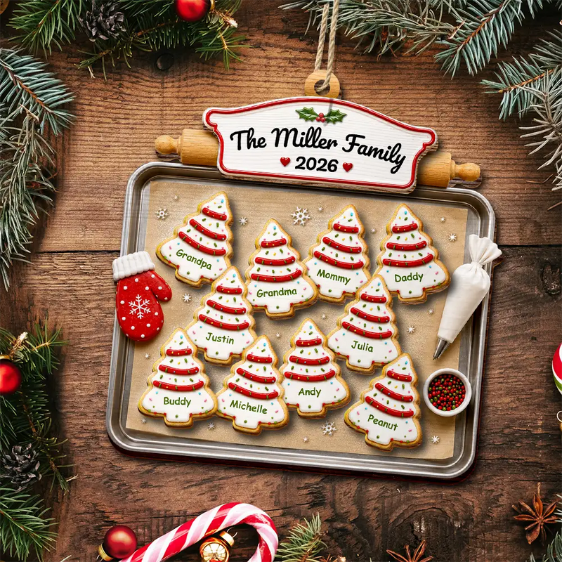 Top Market,Sentimental,Christmas,Family,Icon - Christmas Cookies Family - Personalized 2-Layered Wooden Ornament