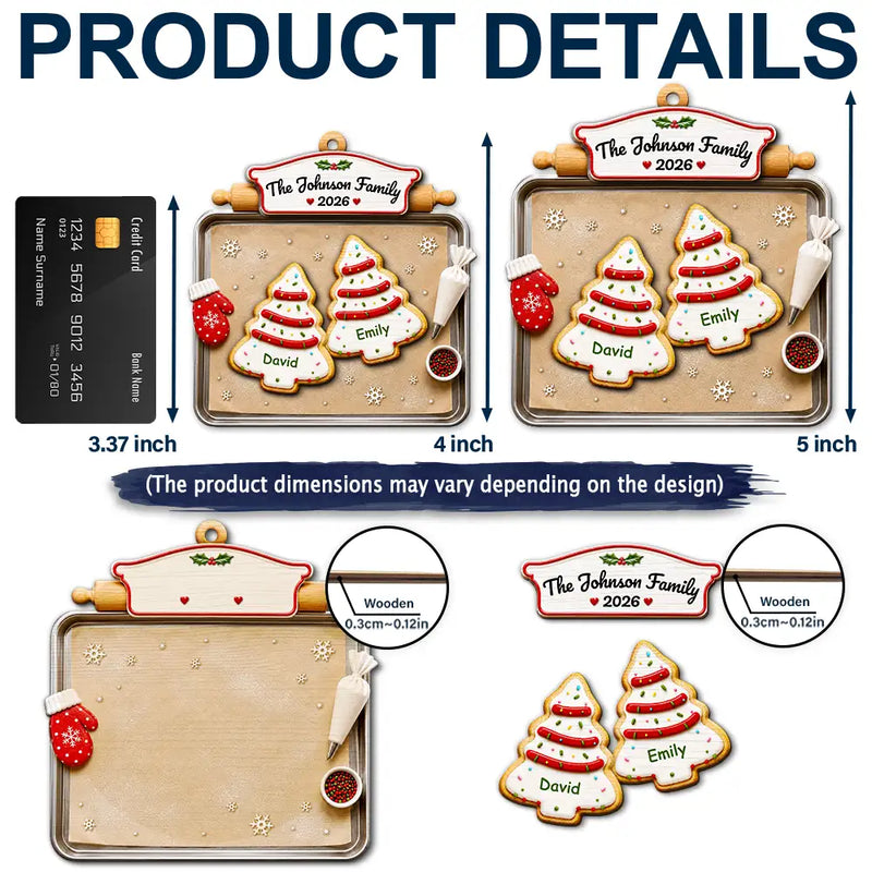 Top Market,Sentimental,Christmas,Family,Icon - Christmas Cookies Family - Personalized 2-Layered Wooden Ornament