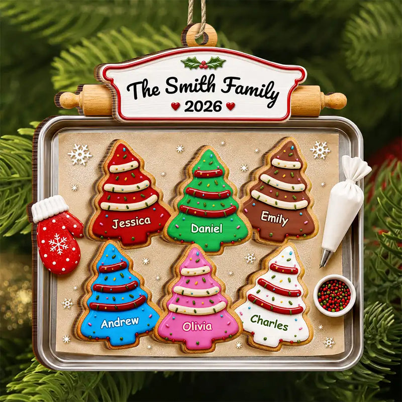 Top Market,Sentimental,Christmas,Family,Icon - Christmas Cookies Family - Personalized 2-Layered Wooden Ornament