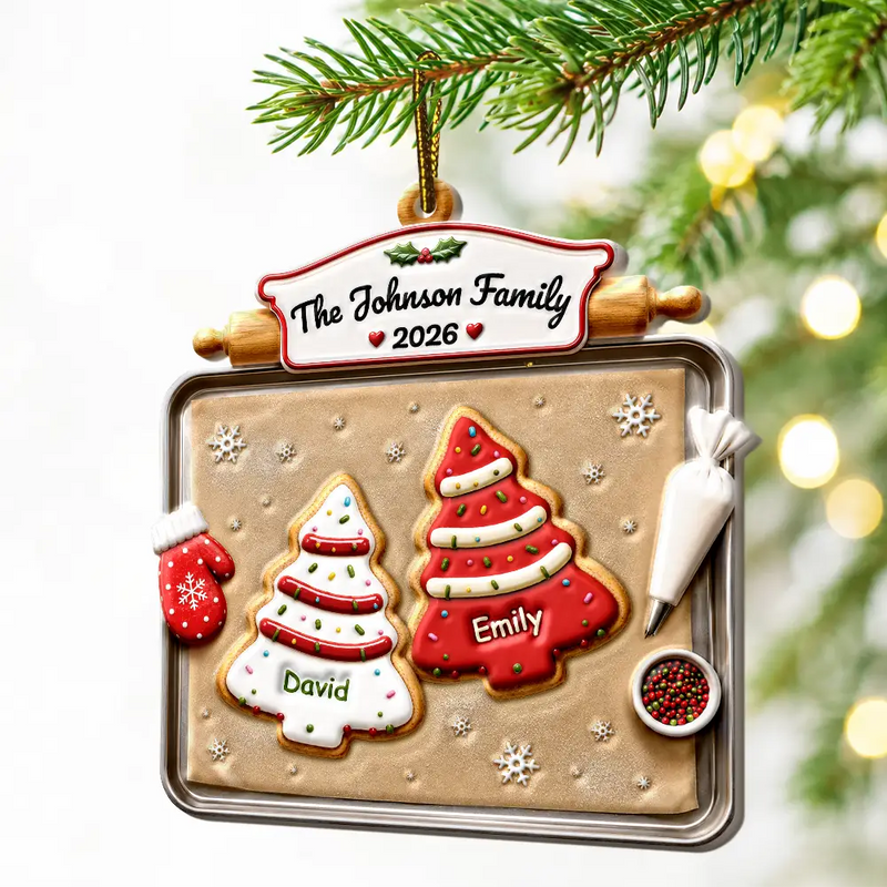 Sentimental,Christmas,Family,Icon - Christmas Cookies Family - Personalized Embossed Ornament