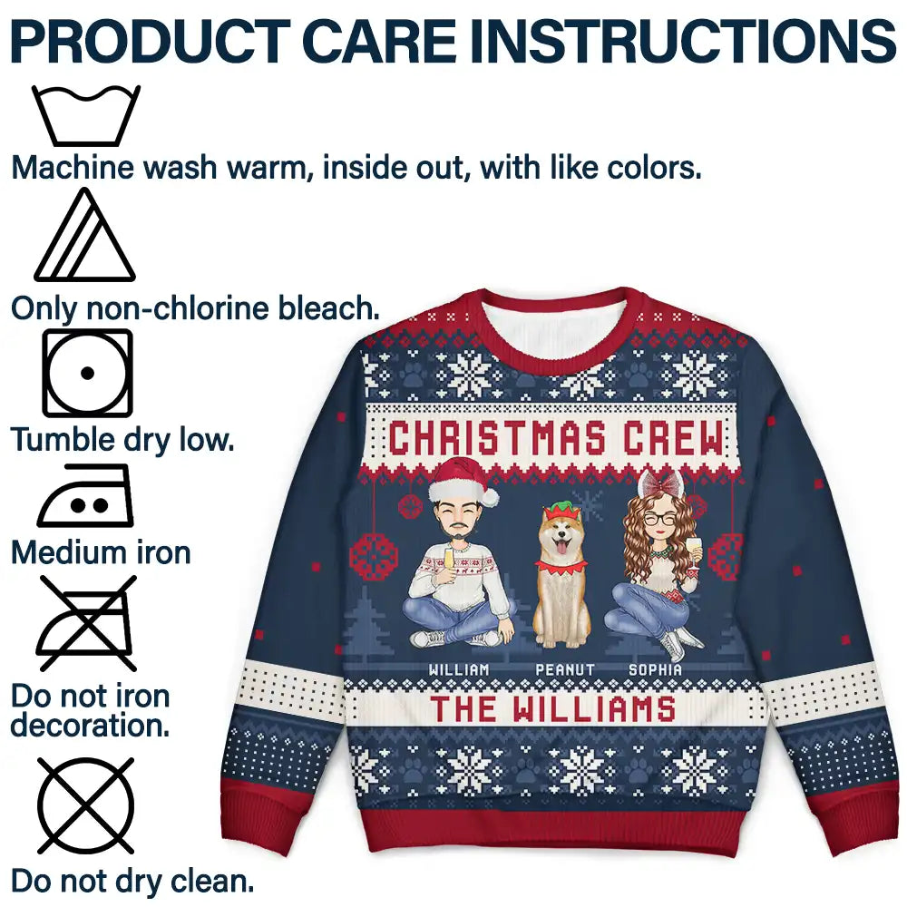 Gift For Couples,Gift For Husband,Gift For Wife,Gift For Boyfriend,Gift For Girlfriend,Parents,Gift For Women,Gift For Men,Gift For Mother,Gift For Father,Gift For Grandpa,Gift For Grandma,Family,Pet Lovers,Pet Mom,Pet Dad,Pet Couple,Dog Lovers,Dog Mom,Dog Dad,Dog Couple,Cat Lovers,Cat Mom,Cat Dad,Cat Couple,Gift For Sibling,Gift For Sisters,Gift For Brothers,Gift For Bestie,Christmas,Happy - Christmas Crew Family With Dog Cat - Personalized Unisex Ugly Sweater