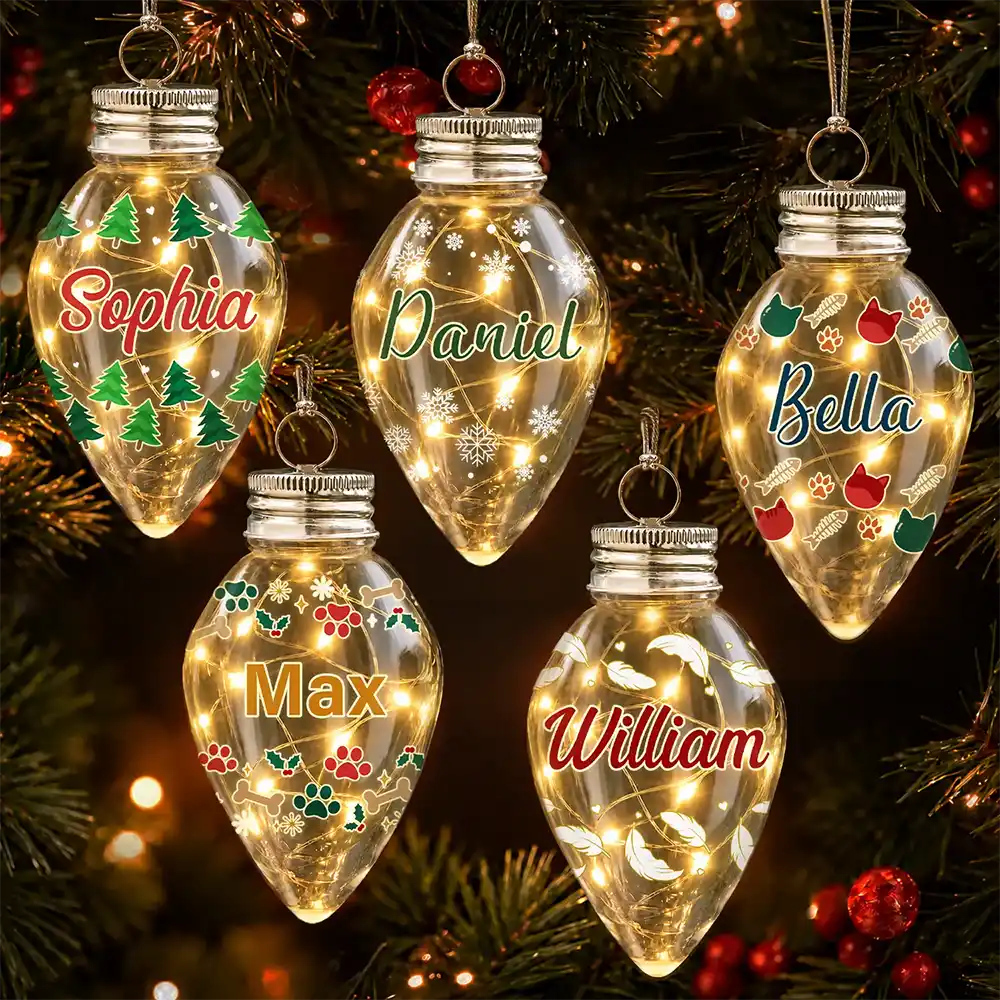 Christmas,Cozy,Family,Icon,Memorial - Christmas Decoration For Family - Personalized Ornament With Name Chili Bulb LED Light