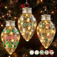 Christmas,Cozy,Family,Icon,Memorial - Christmas Decoration For Family - Personalized Ornament With Name Chili Bulb LED Light