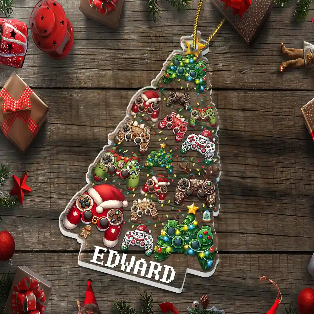 Gift For Kids, Gift For Grandkids, Gift For Son, Gift For Daughter, Happy, Gift For Men - Christmas Decoration For Gamer - Personalized Custom Shaped Acrylic Ornament