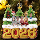 Christmas,Crocheting,Cozy,Family,Vector - Christmas Family Crochet Effect - Personalized Custom Shaped Acrylic Ornament