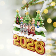 Christmas,Crocheting,Cozy,Family,Vector - Christmas Family Crochet Effect - Personalized Custom Shaped Acrylic Ornament