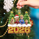 Christmas,Crocheting,Cozy,Family,Vector - Christmas Family Crochet Effect - Personalized Custom Shaped Acrylic Ornament