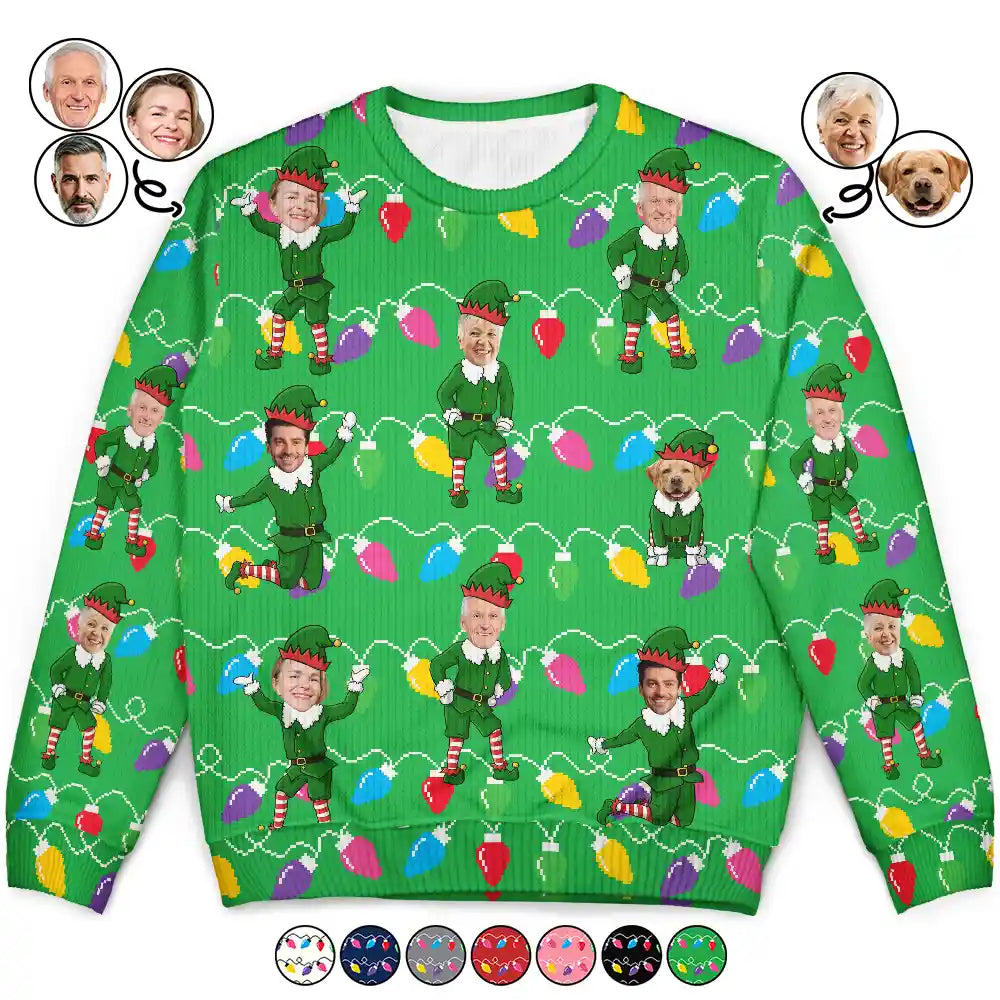 Family, Parents, Gift For Grandparents, Gift For Daughter, Gift For Son, Christmas, Happy - Christmas Family Elves - Personalized Unisex Ugly Sweater