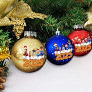 Family,Pet Lovers,Pet Mom,Pet Dad,Pet Couple,Dog Lovers,Dog Couple,Dog Mom,Dog Dad,Cat Lovers,Cat Mom,Cat Dad,Cat Couple,Happy,Christmas - Christmas Family Gingerbread 3D Effect - Personalized Ball Ornament