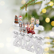 Christmas,Cozy,Family,Vector - Christmas Family Siblings Friends Glitter Effect - Personalized Custom Shaped Acrylic Ornament