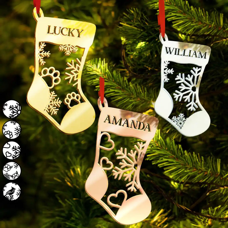 Gift For Couples,Gift For Husband,Gift For Wife,Gift For Boyfriend,Gift For Girlfriend,Gift For Yourself,Gift For Women,Gift For Men,Family,Love,Christmas - Christmas Family Stockings - Personalized DIY Mirror Acrylic Ornament