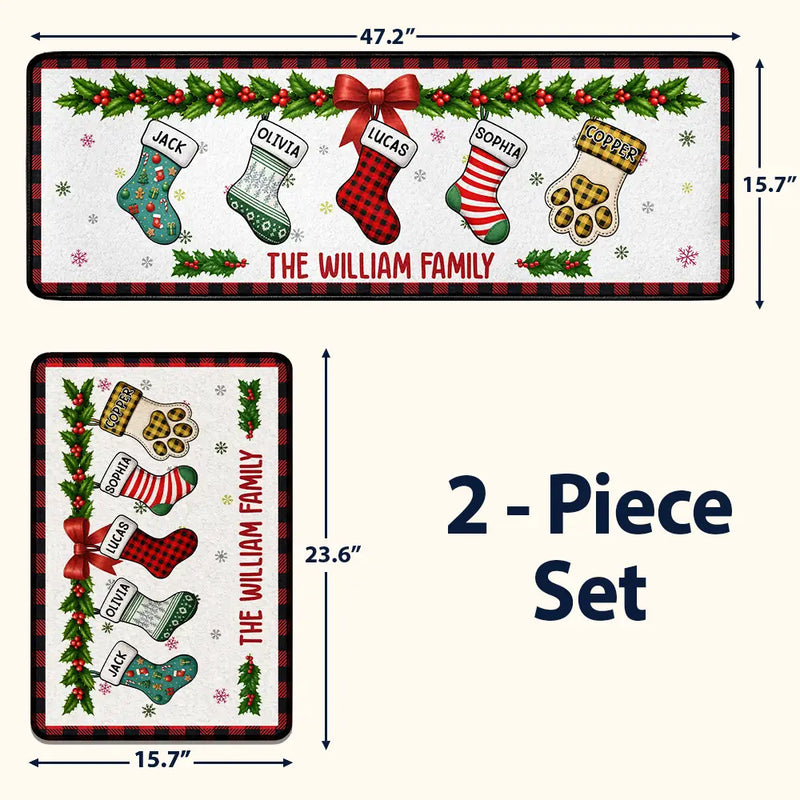 Top Market,Sentimental,Christmas,Family,Icon - Christmas Family Stockings With Names - Personalized Runner Rug