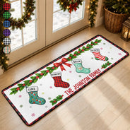 Top Market,Sentimental,Christmas,Family,Icon - Christmas Family Stockings With Names - Personalized Runner Rug