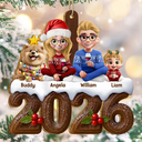 Christmas,Cozy,Family,Vector - Christmas Family Yule Log Buche De Noel - Personalized Custom Shaped Wooden Ornament