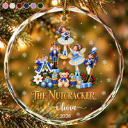 Christmas,Custom Text,Gift For Children,Gift For Daughter,Gifts For Her,Sentimental - Christmas Gift For Ballerina Girls - Personalized Name & Year Nutcracker Character Christmas Tree Circle Glass Ornament