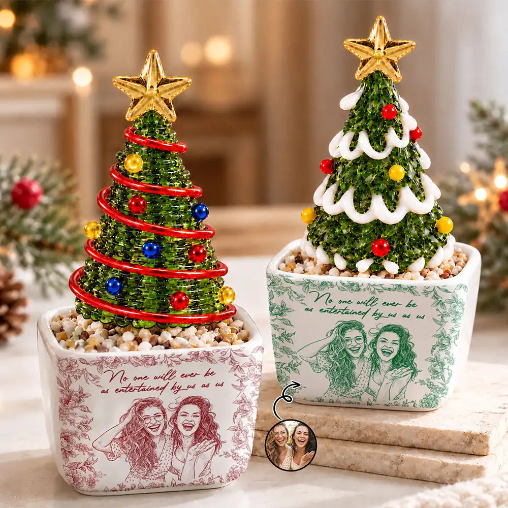 Afro Besties, Art Design, Christmas, Custom Photo, Gift For Bestie, Photo - Pencil Sketch - Remove BG, Sentimental - Christmas Gift For Best Friend - Personalized Custom Photo Pencil Sketch A True Friendship Is A Journey Without An End Stained Glass Christmas Tree