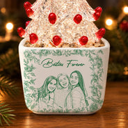 Afro Besties, Art Design, Christmas, Custom Photo, Gift For Bestie, Photo - Pencil Sketch - Remove BG, Sentimental - Christmas Gift For Best Friend - Personalized Custom Photo Pencil Sketch A True Friendship Is A Journey Without An End Stained Glass Christmas Tree