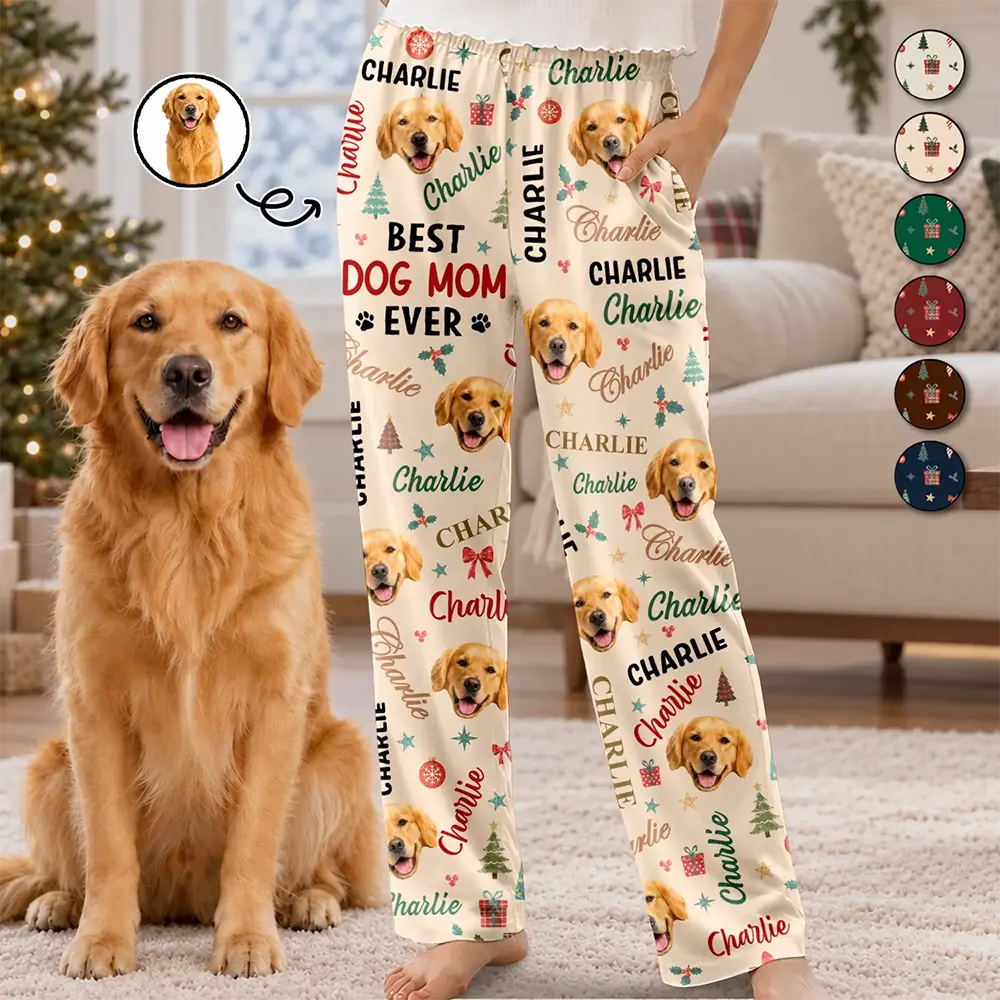 Christmas Gift For Pets Lovers - Personalized Custom Photo Best Dog Dad Mom Ever Pajama Pants
