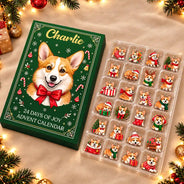 Art Design,Christmas,Custom Photo,Dog Lovers,Indoor Decor,Pet Lovers,Photo - Custom Dog Pose Christmas Advent Calendar,Playful - Christmas Gift For Dog Lovers, Dog Owner - Personalized Custom Photo 3D Realistic Dog Ornament Advent Calendar