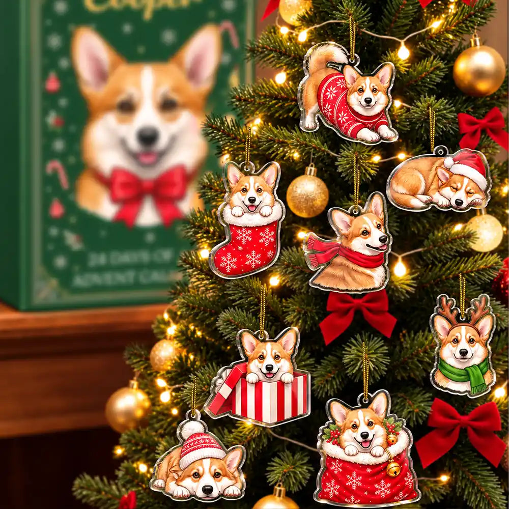 Art Design,Christmas,Custom Photo,Dog Lovers,Indoor Decor,Pet Lovers,Photo - Custom Dog Pose Christmas Advent Calendar,Playful - Christmas Gift For Dog Lovers, Dog Owner - Personalized Custom Photo 3D Realistic Dog Ornament Advent Calendar