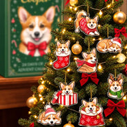 Art Design,Christmas,Custom Photo,Dog Lovers,Indoor Decor,Pet Lovers,Photo - Custom Dog Pose Christmas Advent Calendar,Playful - Christmas Gift For Dog Lovers, Dog Owner - Personalized Custom Photo 3D Realistic Dog Ornament Advent Calendar