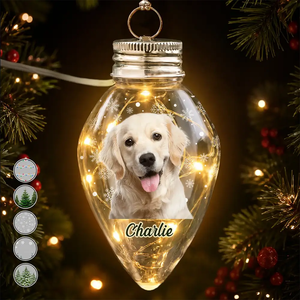 Christmas,Cozy,Custom Photo,Family,Memorial,Remove BG Photo - Christmas Gift For Family Kids Pet Lovers - Personalized Custom Photo Christmas Together Family Chili Bulb LED Light