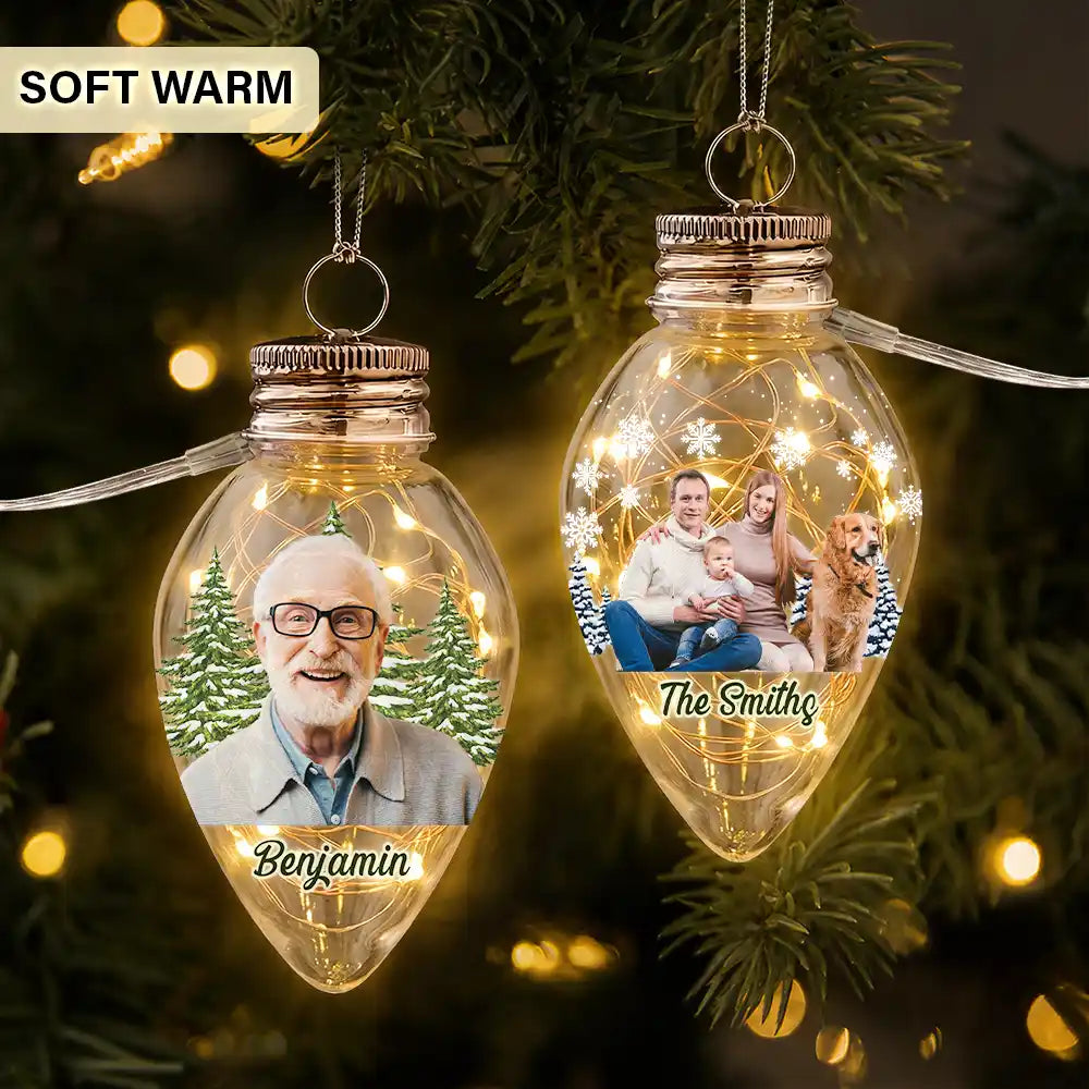 Christmas,Cozy,Custom Photo,Family,Memorial,Remove BG Photo - Christmas Gift For Family Kids Pet Lovers - Personalized Custom Photo Christmas Together Family Chili Bulb LED Light