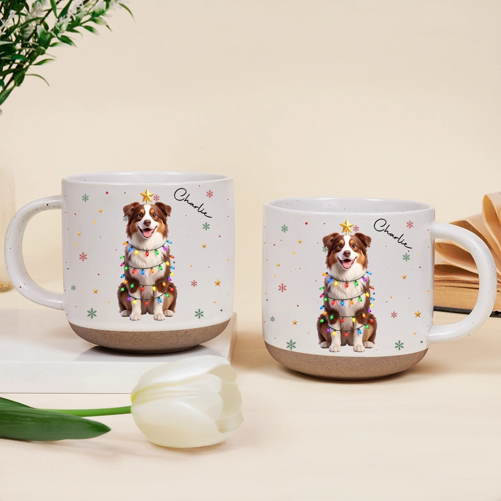 Art Design,Christmas,Custom Photo,Happy,Pet Lovers,Photo - Christmas Accessories 3D Cartoon Pet,Top Market - Christmas Gift For Fur Mom - Personalized Custom Photo Pet Name Pottery Mug
