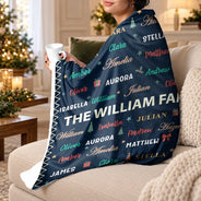 Christmas,Custom Text,Gift For Grandma,Gifts For Her,Proud - Christmas Gift For Grandma Mom - Personalized Family & Member Names Word Art Christmas Fleece Blanket, Sherpa Blanket