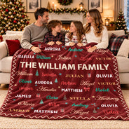 Christmas,Custom Text,Gift For Grandma,Gifts For Her,Proud - Christmas Gift For Grandma Mom - Personalized Family & Member Names Word Art Christmas Fleece Blanket, Sherpa Blanket