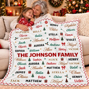 Christmas,Custom Text,Gift For Grandma,Gifts For Her,Proud - Christmas Gift For Grandma Mom - Personalized Family & Member Names Word Art Christmas Fleece Blanket, Sherpa Blanket