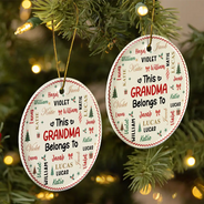 Christmas,Custom Text,Gift For Grandma,Gifts For Her,Happy - Christmas Gift For Grandma Nana - Personalized Kids Names Ceramic Ornament