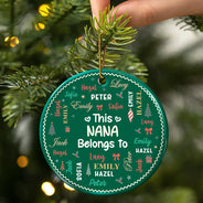 Christmas,Custom Text,Gift For Grandma,Gifts For Her,Happy - Christmas Gift For Grandma Nana - Personalized Kids Names Ceramic Ornament