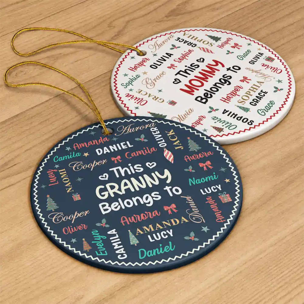 Christmas,Custom Text,Gift For Grandma,Gifts For Her,Happy - Christmas Gift For Grandma Nana - Personalized Kids Names Ceramic Ornament