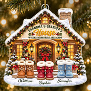 Christmas, Family, Grandparents, Happy, Icon, Top Market - Christmas Gift For Grandparents - Personalized Names Grandkids Welcome Acrylic Ornament