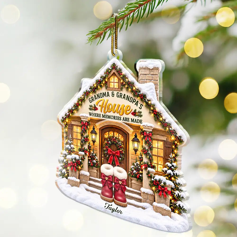 Christmas, Family, Grandparents, Happy, Icon, Top Market - Christmas Gift For Grandparents - Personalized Names Grandkids Welcome Acrylic Ornament