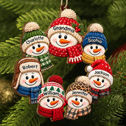 Christmas,Family,Grandparents,Happy,Icon - Christmas Gift For Grandparents - Personalized Snowman Wreath Wooden Ornament