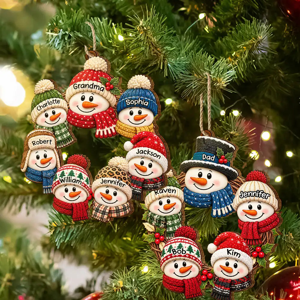 Christmas,Family,Grandparents,Happy,Icon - Christmas Gift For Grandparents - Personalized Snowman Wreath Wooden Ornament