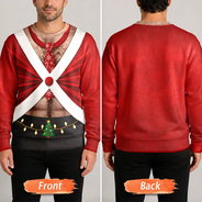 Christmas,Gift For Men,Gift For Yourself,Gifts For Him,Humorous,Icon - Christmas Gift For Husband Dad Grandpa - Personalized Santa Elf Hairy Belly Unisex Ugly Sweater