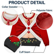 Christmas,Gift For Men,Gift For Yourself,Gifts For Him,Humorous,Icon - Christmas Gift For Husband Dad Grandpa - Personalized Santa Elf Hairy Belly Unisex Ugly Sweater