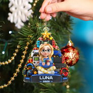 Christmas, Gaming, Gift For Kids, Happy, Vector - Christmas Gift For Kids - Personalized Gamers Christmas Tree Acrylic Ornament
