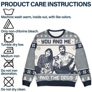 Art Design,Christmas,Custom Photo,Gift For Couples,Pet Couple,Pet Lovers,Photo -  Knit-Style Line Art,Romantic - Christmas Gift For Pet Couples - Personalized Custom Photo You And Me And The Dogs Unisex Ugly Sweater