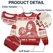 Art Design,Christmas,Custom Photo,Pet Lovers,Photo -  Knit-Style Line Art,Playful - Christmas Gift For Pet Lovers - Personalized Custom Photo Best Dog Mom Ever Knit Line Art Unisex Ugly Sweater
