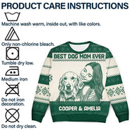Art Design,Christmas,Custom Photo,Pet Lovers,Photo -  Knit-Style Line Art,Playful - Christmas Gift For Pet Lovers - Personalized Custom Photo Best Dog Mom Ever Knit Line Art Unisex Ugly Sweater