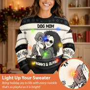 Art Design,Christmas,Custom Photo,Pet Lovers,Photo -  Knit-Style Line Art,Playful - Christmas Gift For Pet Lovers - Personalized Custom Photo Best Dog Mom Ever Knit Line Art Unisex Ugly Sweater