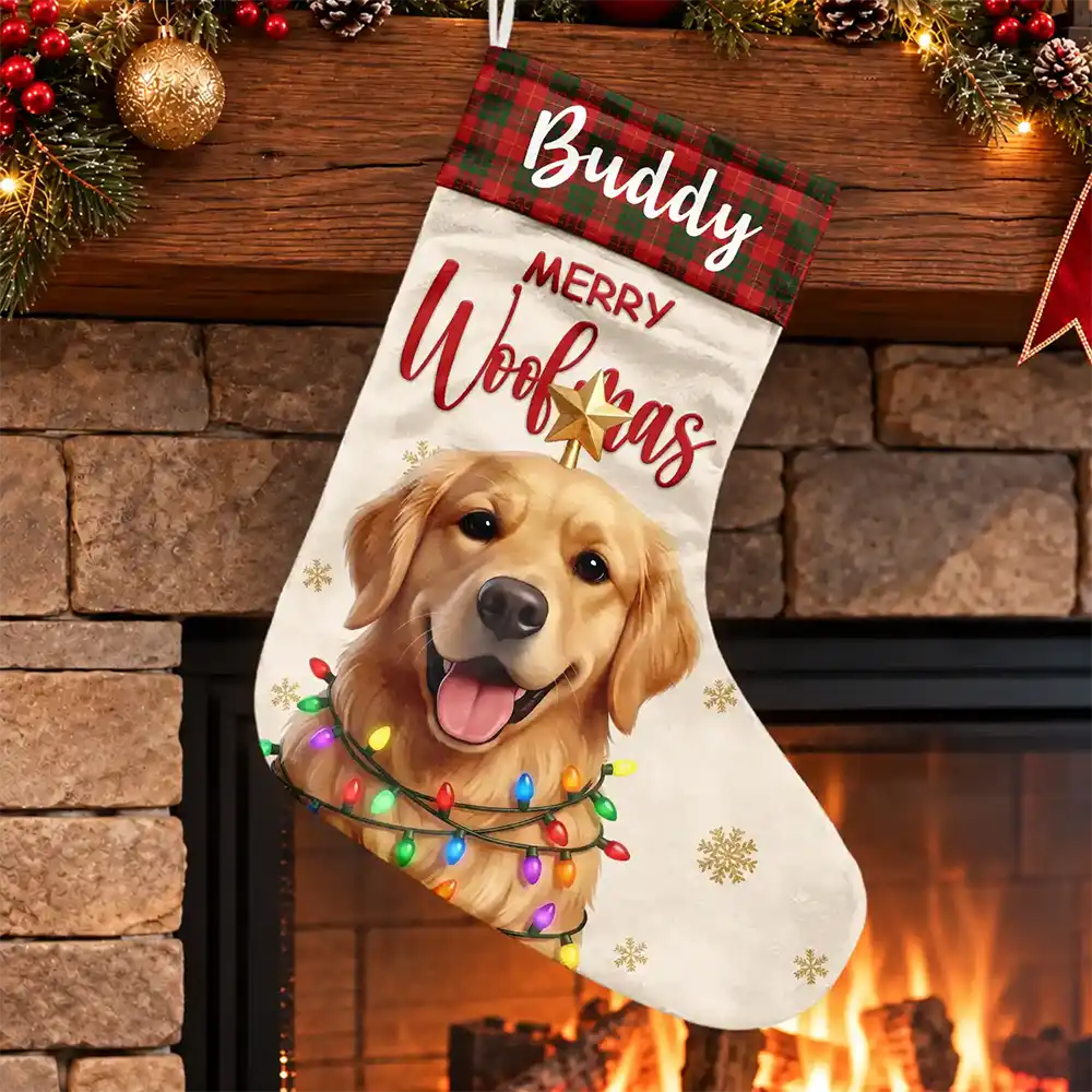 Art Design,Christmas,Custom Photo,Indoor Decor,Pet Lovers,Photo - Christmas Accessories 3D Cartoon Pet,Playful - Christmas Gift For Pet Lovers Family - Personalized Custom Photo Snowflake Dog Cat Photo Fireplace Decoration Christmas Stocking