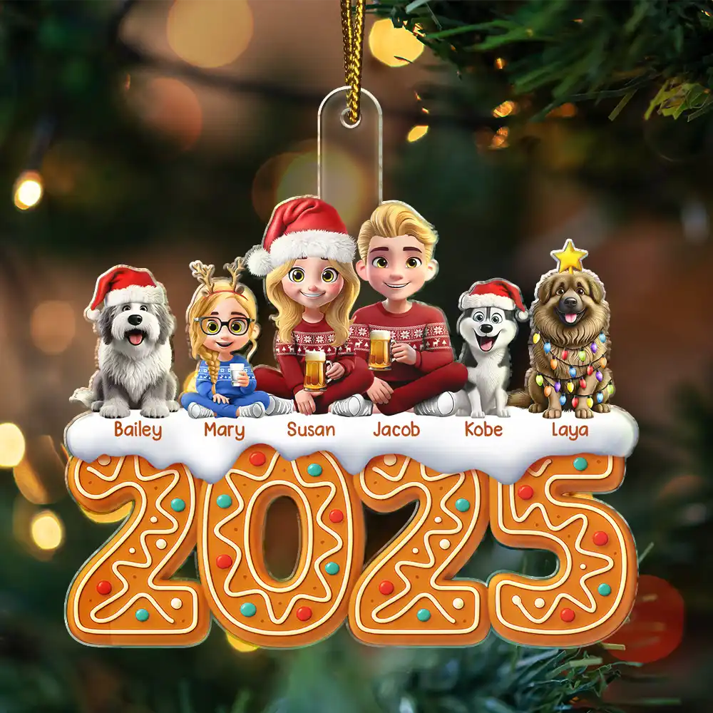 Christmas Gingerbread Family 3D Effect - Personalized Custom Shaped Acrylic Ornament