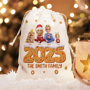Family,Pet Lovers,Pet Mom,Pet Dad,Pet Couple,Dog Lovers,Dog Couple,Dog Mom,Dog Dad,Cat Lovers,Cat Mom,Cat Dad,Cat Couple,Happy,Christmas,Single Mom,Single Dad,LGBT,Gift For Grandpa,Gift For Grandma,Gift For Grandkids - Christmas Gingerbread Family 3D Effect - Personalized Favor Bag