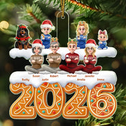 Christmas,Cozy,Family,Vector - Christmas Gingerbread Family Sitting Together - Personalized Custom Shaped Acrylic Ornament