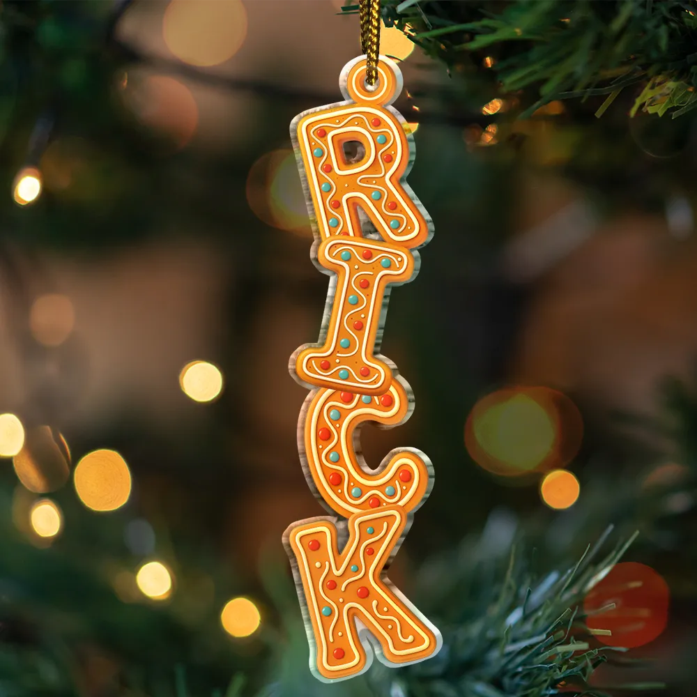 Christmas,Non-Eng,Gift For Yourself - Christmas Gingerbread Name Garland - Personalized Custom Shaped Acrylic Ornament